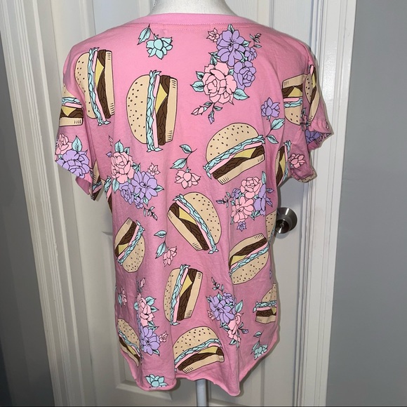 Wildfox Hamburger Floral V-Neck Pink Shirt - Picture 6 of 10